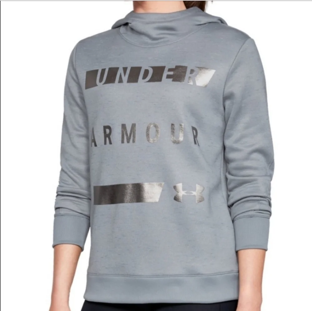 Under Armour Pullover Fleece Hoodie Sweatshirt Steal Gray Silver
